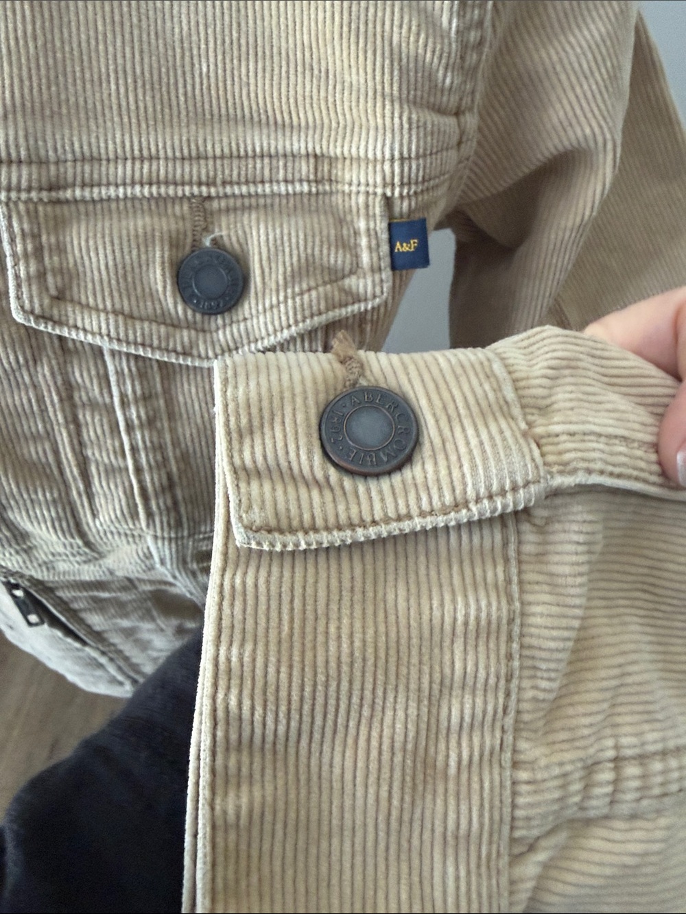 Abercrombie & Fitch Women's Tan Corduroy Zip-Front Jacket, Size XS - Picture 3 of 6